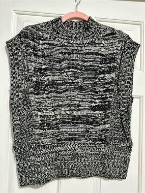 Wit & Wisdom Black & White Marled Mock Neck Sleeveless Sweater